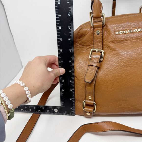 Michael Kors Brown Camel Bedford Legacy Medium Convertible Satchel Bag Leather - Picture 15 of 16